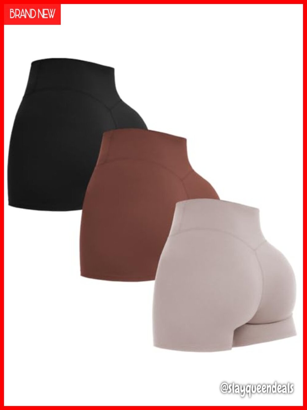 Women's High Waist No Front Seam Biker Shorts 3 Pack Buttery Soft